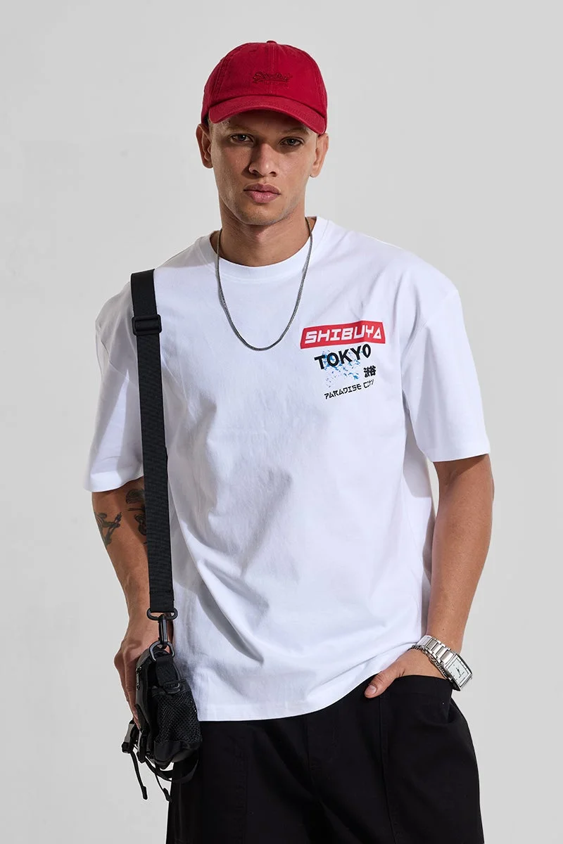 SNITCH Shibuya White Oversized Fit T-Shirt